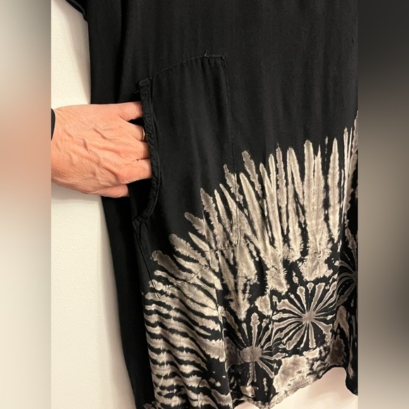 Women’s Tie Dye Hippie Dress OS Black & Tan - Picture 4 of 6